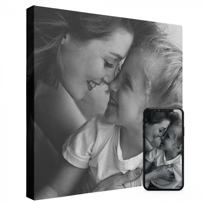 Tablou personalizat cu poza ta, Mama & Fiica, alb negru, cu rama, Intaglio, print pe hartie foto Fine Art [2]