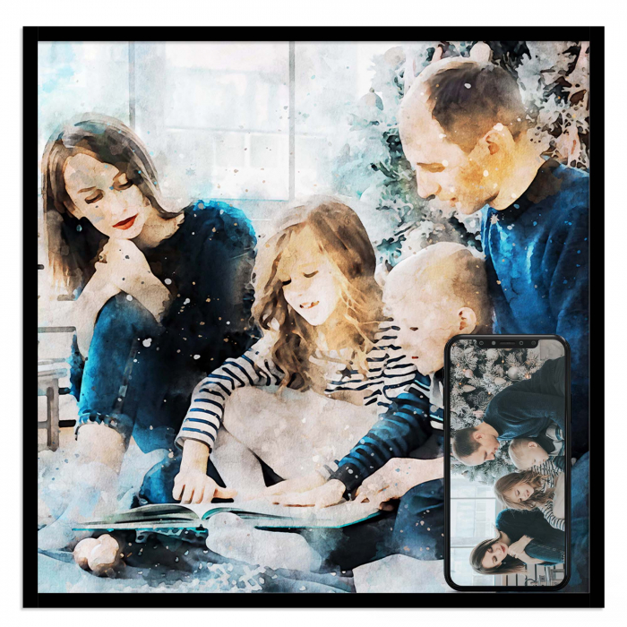 Tablou cu rama, personalizat, la comanda cu poza ta, in stil acuarela, Intaglio, color, print pe hartie foto Fine Art [1]