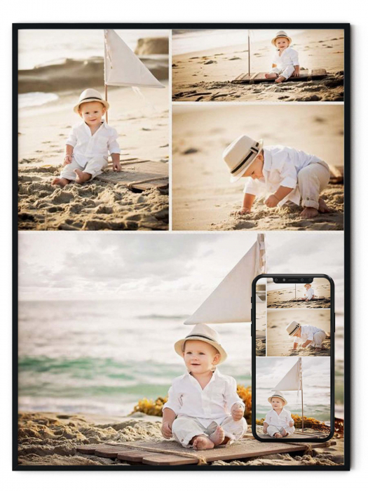 Tablou personalizat cu rama, colaj poze cu copilul, Intaglio, color, print pe hartie foto Fine Art [1]