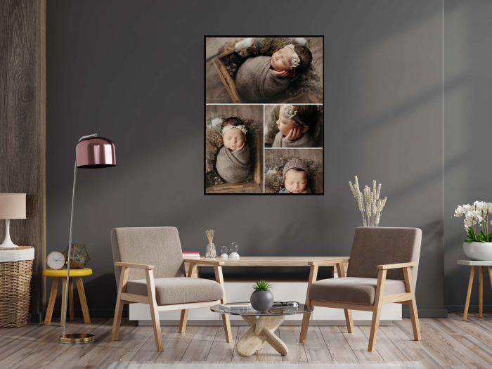 Tablou personalizat cu rama, colaj poze cu bebelusul, Intaglio, color, print pe hartie foto Fine Art [3]