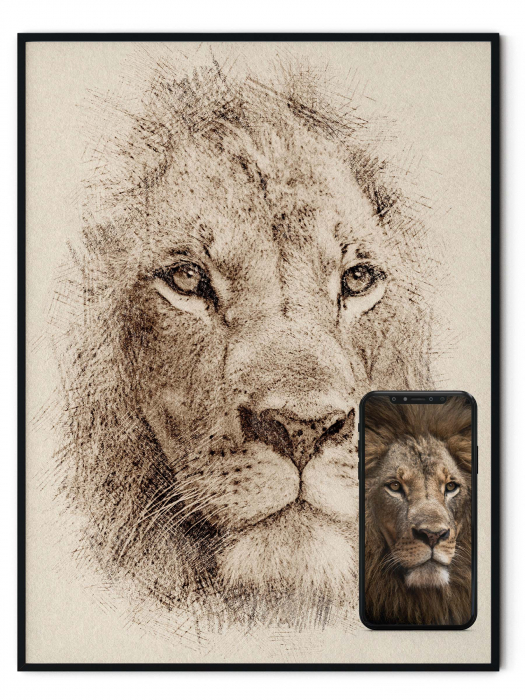 Tablou personalizat cu rama, fotografia ta in stil creion, Intaglio, color, print pe hartie foto Fine Art [3]