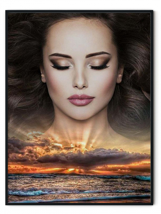 Tablou personalizat cu rama, poza de cuplu in dubla expunere, Intaglio, color, print pe hartie foto Fine Art [9]