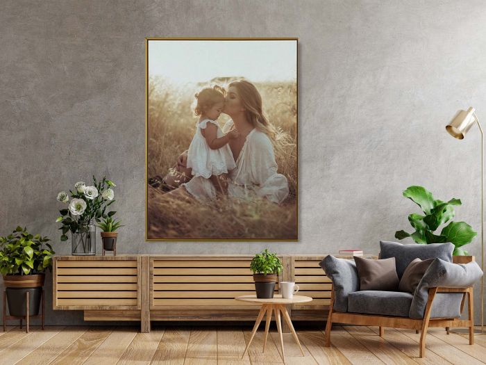 Tablou personalizat cu rama, poza Mama & Fiica si mesaj, in stil acuarela, Intaglio, color, print pe hartie foto Fine Art [4]