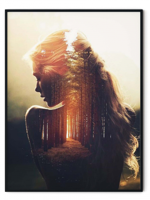 Tablou personalizat cu rama, poza ta in dubla expunere cu peisaj natura, Intaglio, color, print pe hartie foto Fine Art [1]