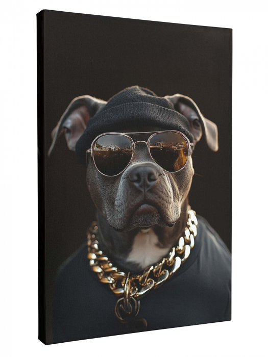 Tablou personalizat Intaglio, cu Fotografia ta, Cainele tau in stil rapper, modern, cadou pentru frate [1]