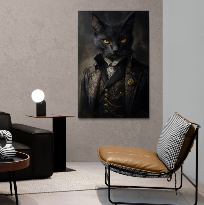 Tablou personalizat Intaglio, cu Fotografia ta, Pisica ta în stil elegant aristocrat, pictură digitală realistă [2]