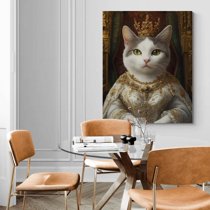 Tablou personalizat Intaglio, cu poza ta, Pisica regina, portret in stil Royal [2]