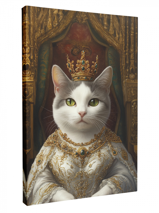Tablou personalizat Intaglio, cu poza ta, Pisica regina, portret in stil Royal [1]