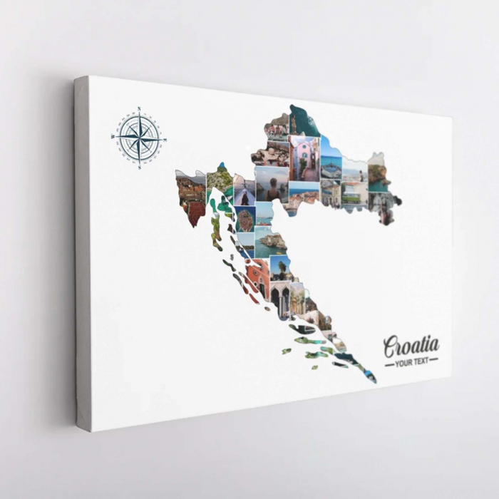 Cadou pentru sefa, Tablou personalizat, Intaglio, cu rama, colaj cu poze, Amintiri din vacanta Croația [2]