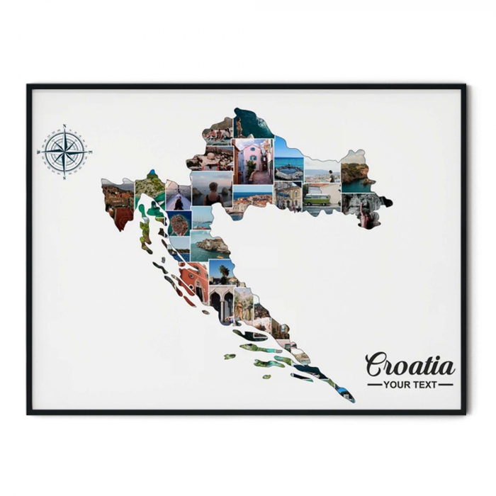 Cadou pentru sefa, Tablou personalizat, Intaglio, cu rama, colaj cu poze, Amintiri din vacanta Croația [1]
