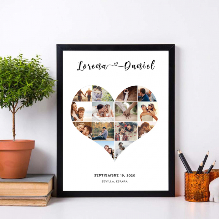Cadou pentru iubit, Tablou personalizat, Intaglio, cu rama, colaj cu poze,  Amintiri Frumoase [3]