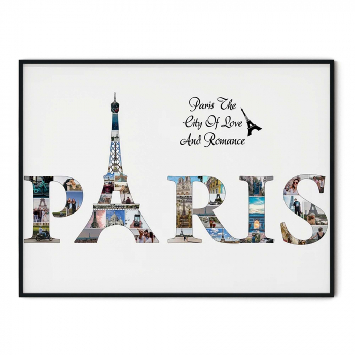 Cadou pentru Valentine's day, Tablou personalizat, Intaglio, cu rama, colaj, Amintiri din vacanta la Paris [5]
