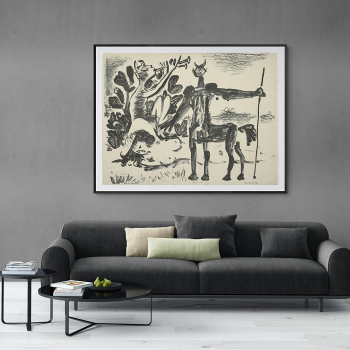 Centaur and Bacchante with Faun de Picasso, tablou abstract modern, alb-negru. [1]