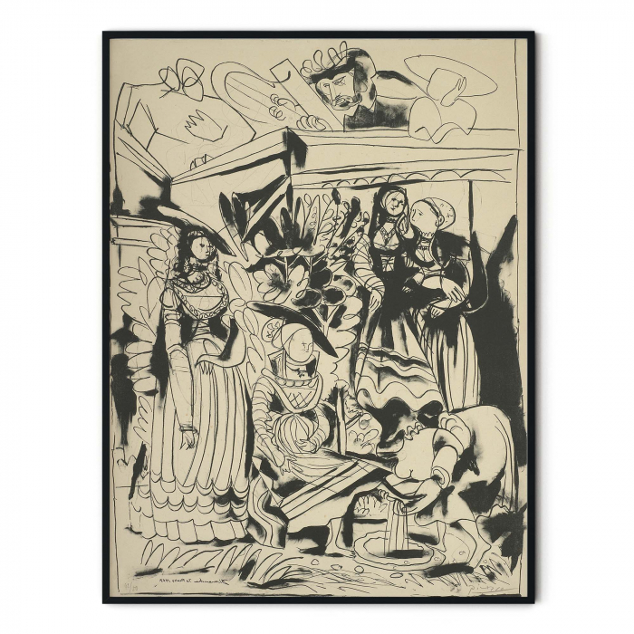 Tablou abstract Picasso "David and Bathsheba" în alb și negru pe hartie Fine Art. [3]