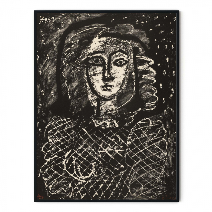 Bust with Star Background, Pablo Picasso, alb-negru, canvas modern. [3]