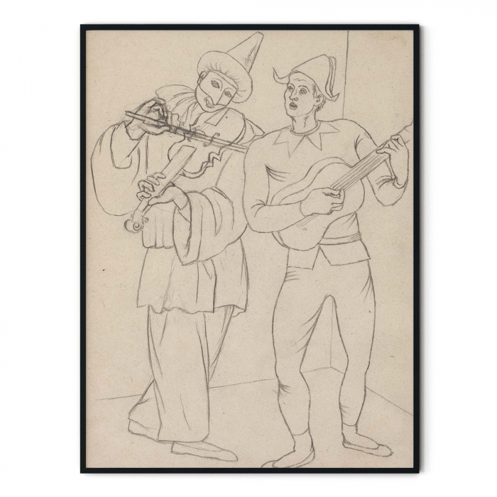 Print modern Pierrot și Harlequin de Picasso pe hartie foto Fine Art. [3]