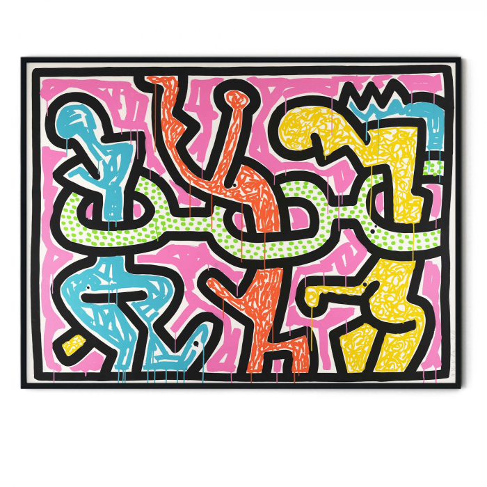 Poster abstract modern inspirat de Keith Haring și Andy Warhol, seria Flowers 2 [1]