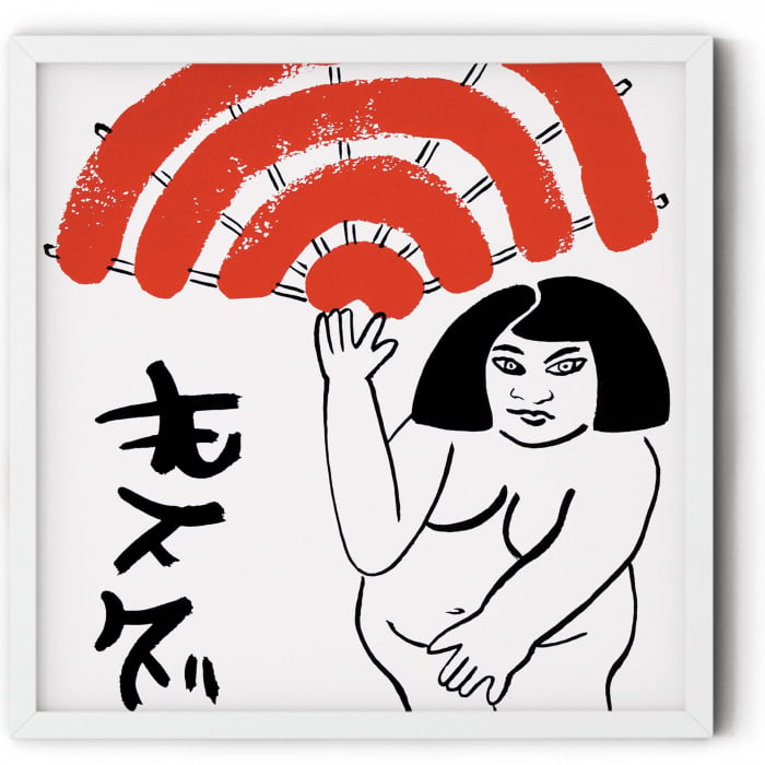 Tablou modern pop art roșu și albastru inspirat de Haring și Warhol [1]