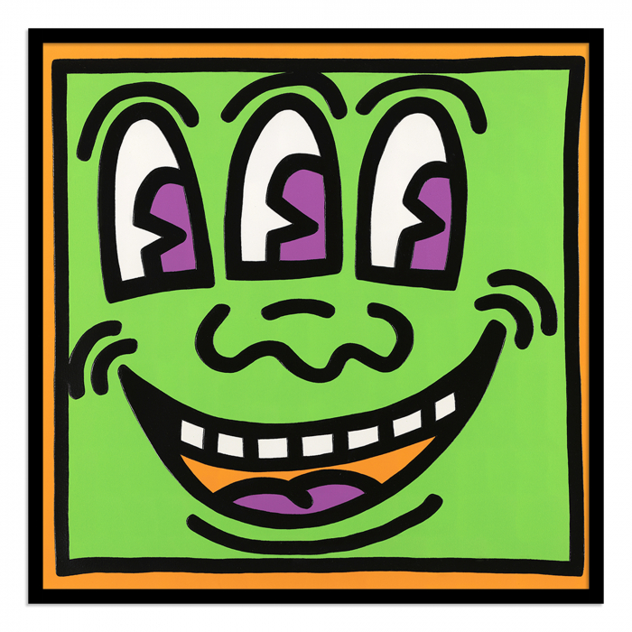 Tablou abstract modern, Pop Art, colorat, inspirat de Haring și Warhol. [1]