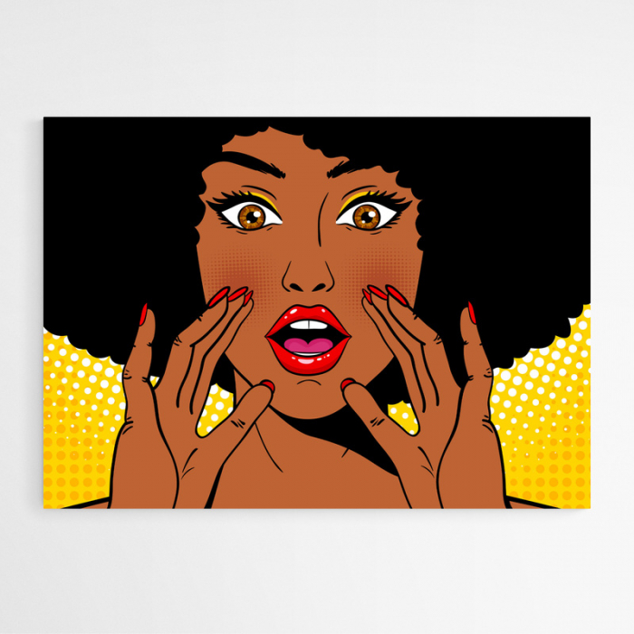 Set tablouri Pop Art, print pe hartie foto fine art, portret femeie fundal turcoaz roz galben, poster [5]