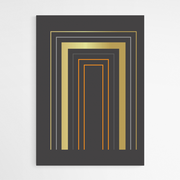 Tablouri Abstracte, print pe hartie foto Fine Art, Intaglio, set 3 postere, Linii color pe fundal negru, pentru casa, birou [3]