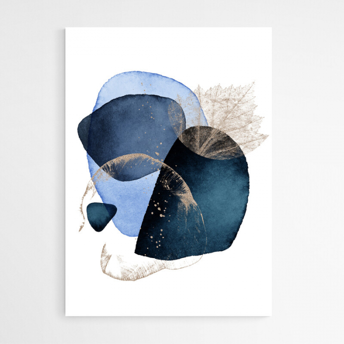Set 3 tablouri, Intaglio, Abstracte, Albastru, print pe hartie foto Fine Art, Forme abstracte pe fundal alb, postere moderne, pentru dormitor, living [3]
