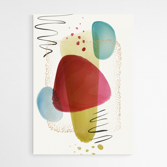 Set 3 tablouri, Intaglio, Abstracte, multicolor, print pe hartie foto Fine Art, postere moderne cu forme colorate, pentru dormitor, living, camera copii [4]