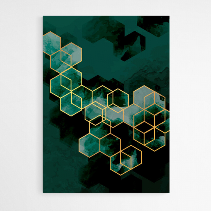 Set 3 tablouri, Intaglio, Abstracte. verde smarald, print pe hartie foto Fine Art, postere moderne, pentru dormitor, living, bucatarie [3]