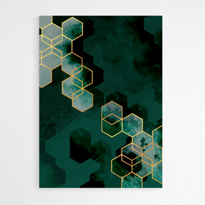 Set 3 tablouri, Intaglio, Abstracte. verde smarald, print pe hartie foto Fine Art, postere moderne, pentru dormitor, living, bucatarie [4]