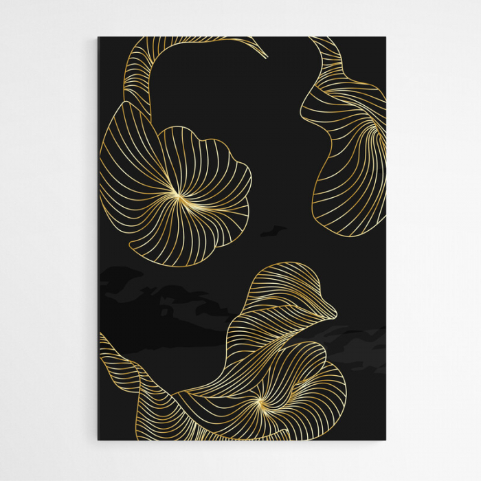 Set 3 tablouri, Intaglio, Abstracte, negru auriu, print pe hartie foto Fine Art, postere moderne cu forme abstracte, pentru dormitor, living, birou [4]