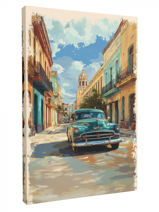 Tablouri Canvas cu Mașini Clasice și Peisaje Urbane – Eleganță Retro și Dinamism Modern [2]