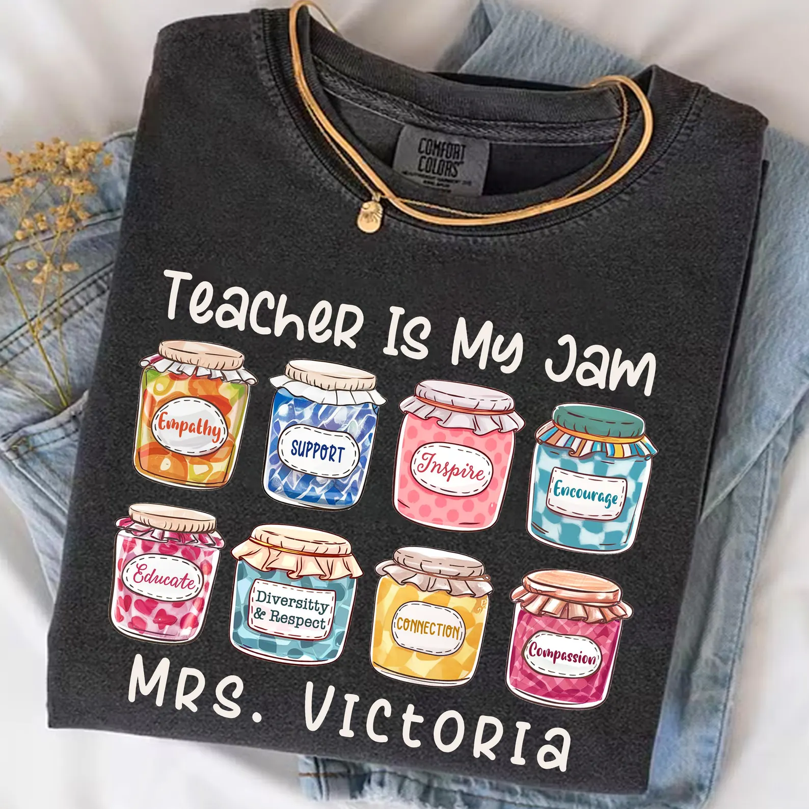 Tricou personalizat pentru profesori cu nume și elemente educaționale [5]
