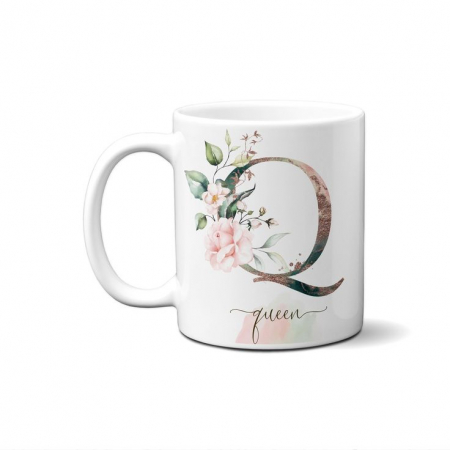 Cană personalizată cu inițială și flori [4]