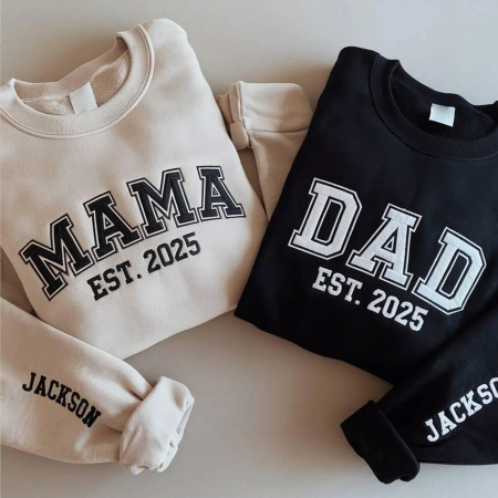 Hanorac cupluri - Hanorace personalizate mom & dad cu broderie – ideale pentru părinți