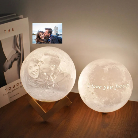 Globuri personalizare - Lampă lună personalizată cu fotografie și mesaj – Cadou romantic unic