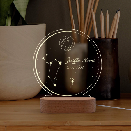 Lampă LED personalizată cu harta cerului și semnul zodiacal [2]