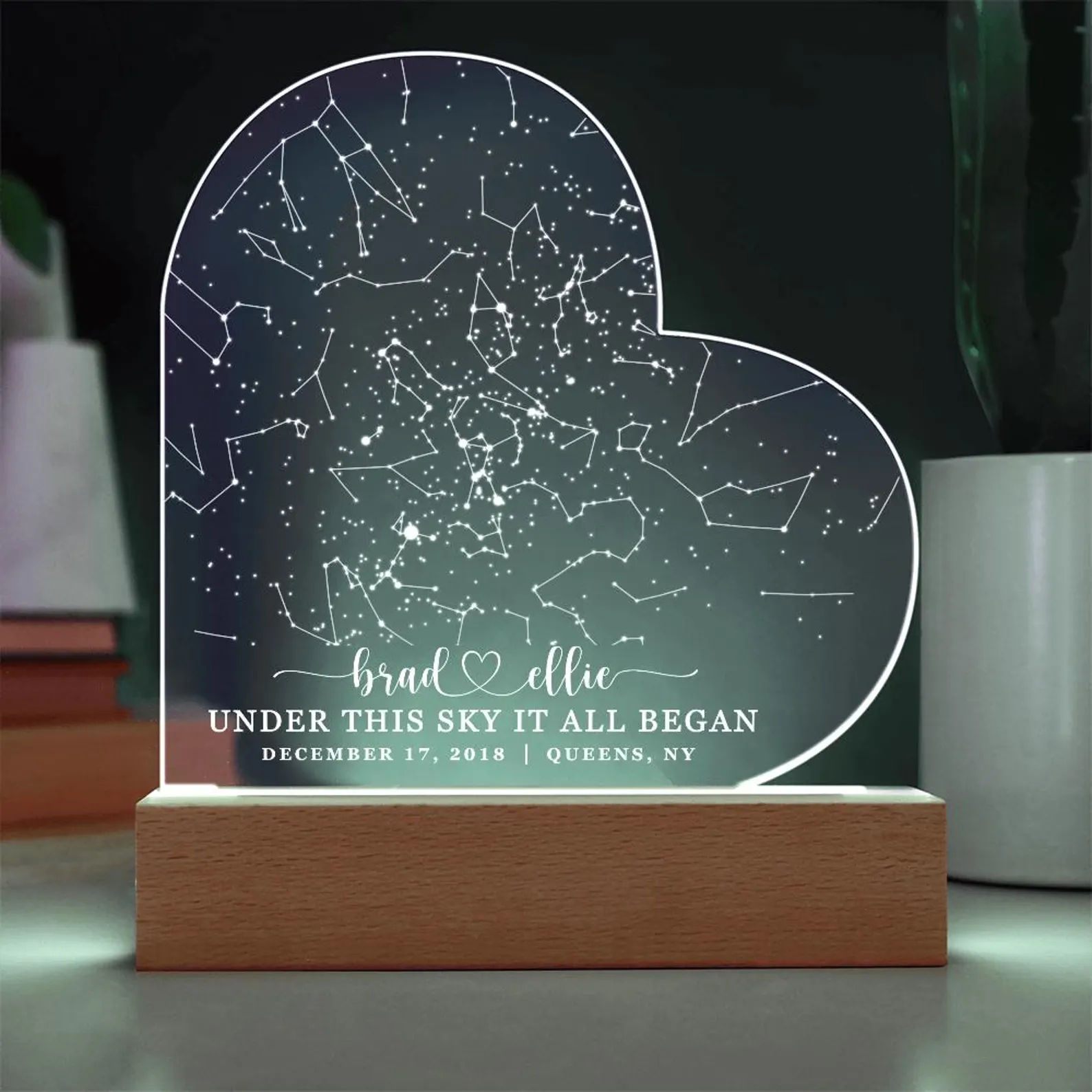 Lampa personalizată - Lampa LED personalizată cu hartă stelară pentru aniversări și momente speciale