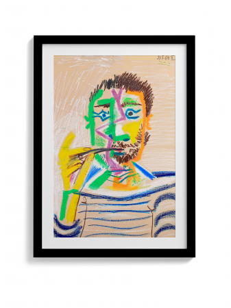 Pablo Picasso - Reproducere pe canvas a lucrării lui Picasso, Buste d'homme cu țigară.