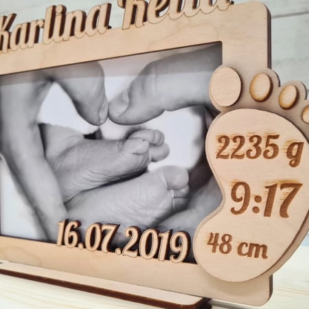 Rame foto personalizate - Ramă foto personalizată pentru bebeluși – Amintire unică cu detalii despre naștere