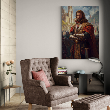 Portret Regal Personalizat – Rege Războinic în Decor Medieval [1]