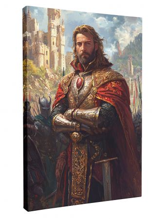 Tablouri personalizate Royal - Portret Regal Personalizat – Rege Războinic în Decor Medieval