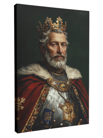 Tablouri personalizate Royal - Portret Regal Personalizat – Rege Încoronat în Mantie Roșie