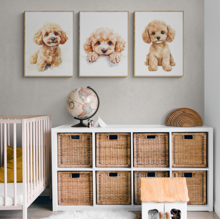 Tablouri Copii - Set de 3 tablouri canvas pentru cameră copii, stil acuarela