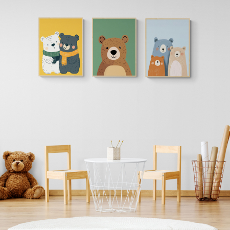 Set de 3 tablouri canvas cu ursuleți pentru copii [1]