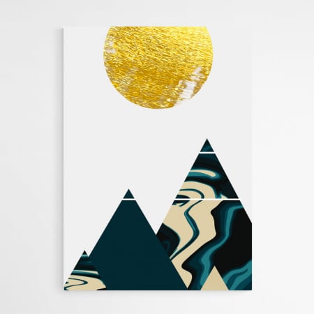 Set 3 tablouri, Intaglio, Stil Abstracte, print pe hartie foto Fine Art, Munti, Auriu, postere moderne, pentru casa, birou [4]