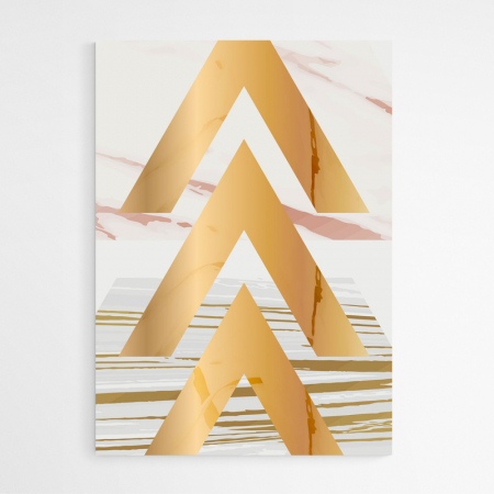 Set 3 tablouri, Intaglio, Stil Abstracte, print pe hartie foto Fine Art, Auriu, forme geometrice, cercuri roz pal, postere moderne, pentru living [5]