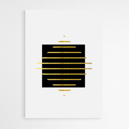 Set 3 tablouri, Intaglio, Stil Abstracte, print pe hartie foto Fine Art, Auriu, forme geometrice, postere moderne, pentru living [2]