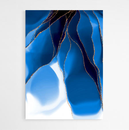 Set 3 tablouri, Intaglio, Stil Abstracte, print pe hartie foto Fine Art, Flori, Albastru, postere elegante, pentru living, dormitor [2]