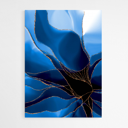 Set 3 tablouri, Intaglio, Stil Abstracte, print pe hartie foto Fine Art, Flori, Albastru, postere elegante, pentru living, dormitor [3]