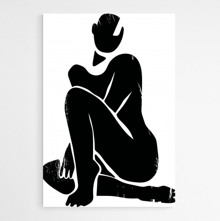 Set 3 tablouri, Intaglio, Stil Abstracte, print pe hartie foto Fine Art, Siluete senzuale, alb negru, postere moderne minimaliste [2]